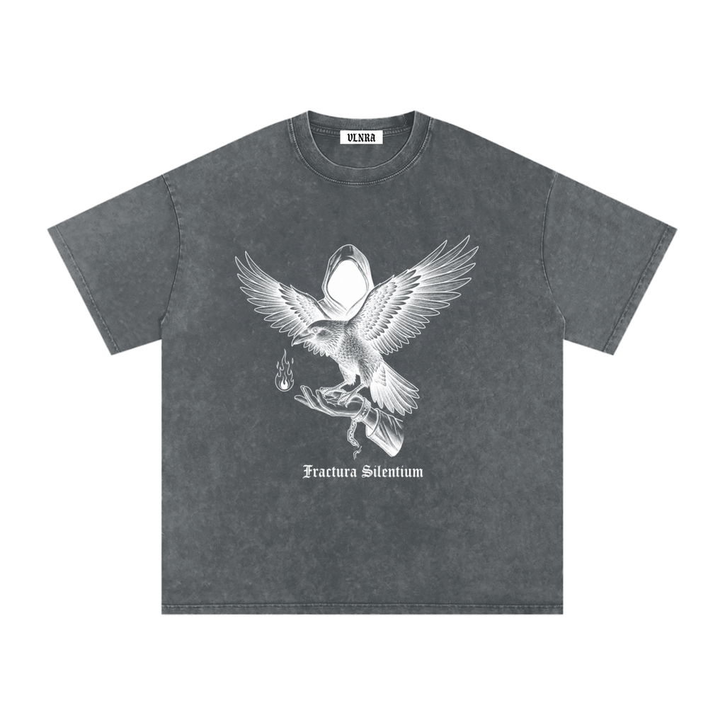 VLNRA | Fractura Silentinum | 250 GSM Snow Wash Tee | White Design
