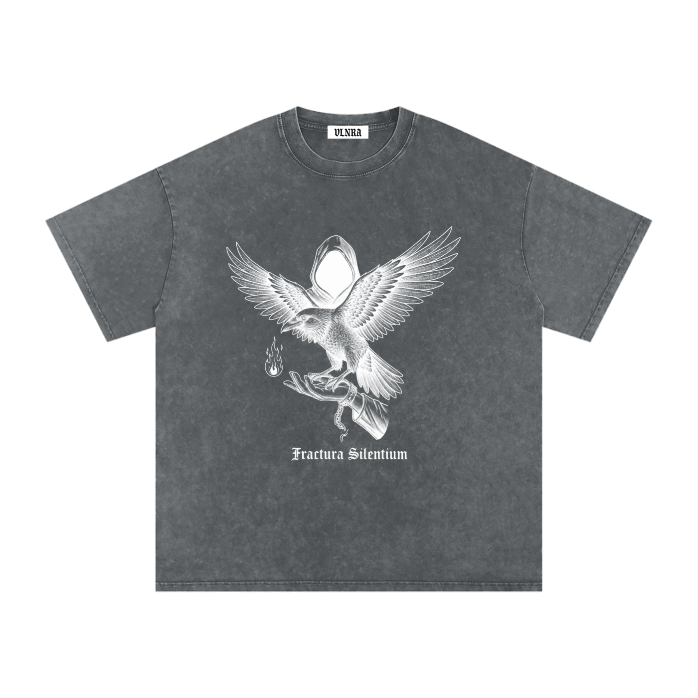 VLNRA | Fractura Silentinum | 250 GSM Snow Wash Tee | White Design