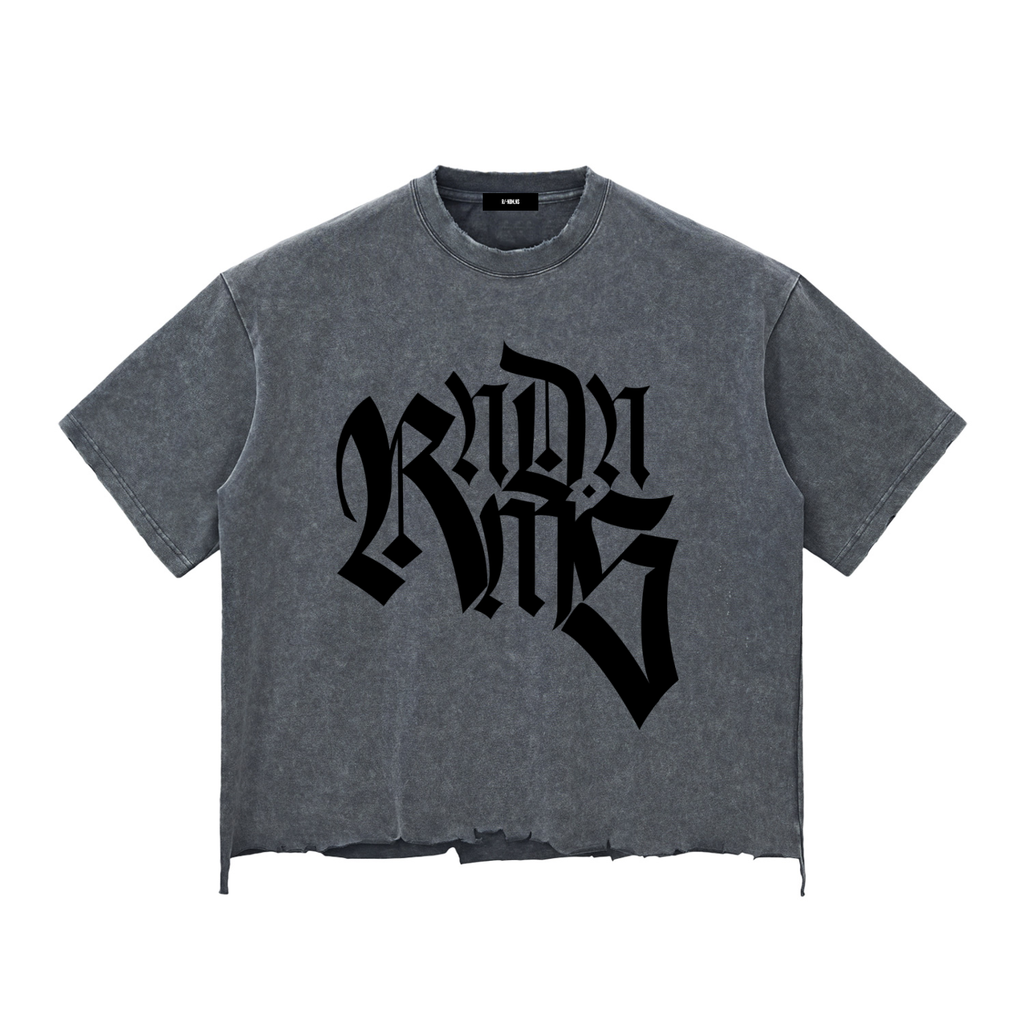 CYRILLIC_ERR | Raw-Hem Boxy Unisex Tee | 340 GSM Snow-Wash Cotton