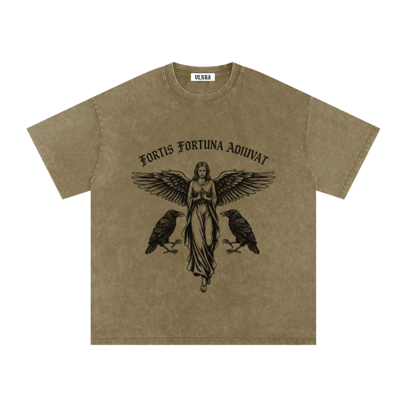 VLNRA | Fortis Fortuna Adiuvat | 250 GSM Snow Wash Tee | Black Design