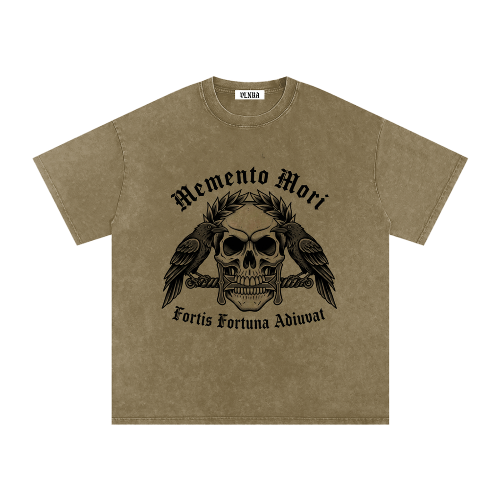 VLNRA | Memento Mori | 250 GSM Snow Wash Tee | Black Design