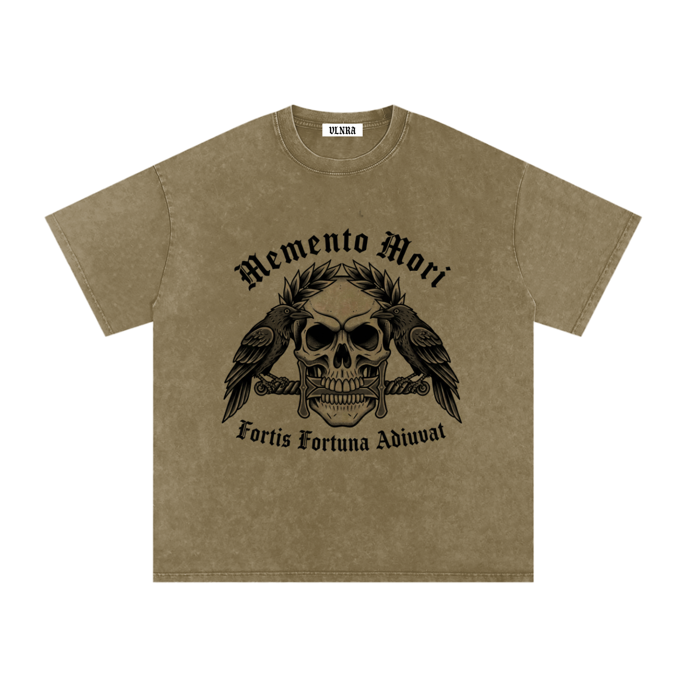 VLNRA | Memento Mori | 250 GSM Snow Wash Tee | Black Design