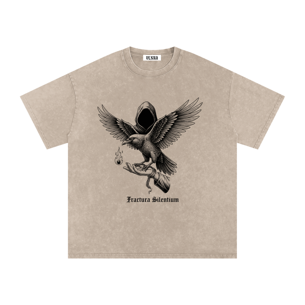 VLNRA | Fractura Silentinum | 250 GSM Snow Wash Tee | Black Design