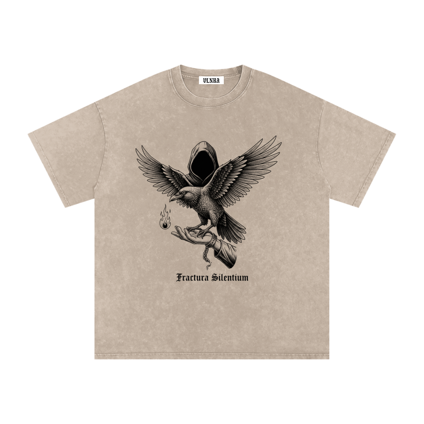 VLNRA | Fractura Silentinum | 250 GSM Snow Wash Tee | Black Design