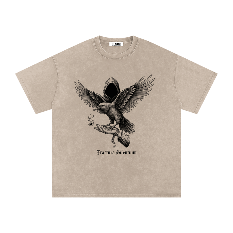 VLNRA | Fractura Silentinum | 250 GSM Snow Wash Tee | Black Design