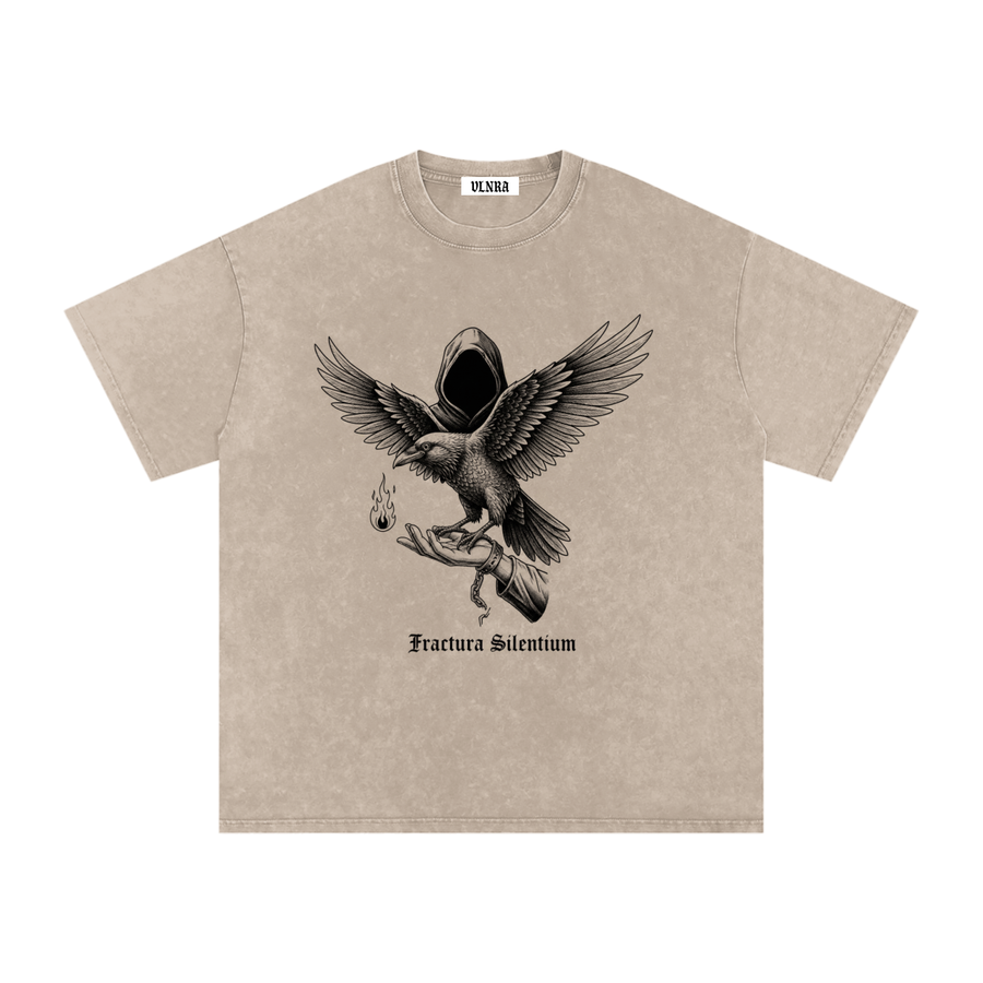 VLNRA | Fractura Silentinum | 250 GSM Snow Wash Tee | Black Design