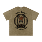 VLNRA | Silent Ledger | 250 GSM Snow Wash Tee | Black Design