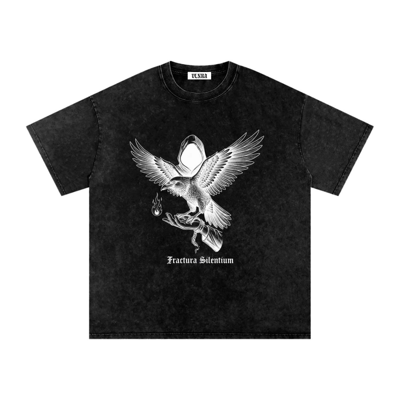VLNRA | Fractura Silentinum | 250 GSM Snow Wash Tee | White Design
