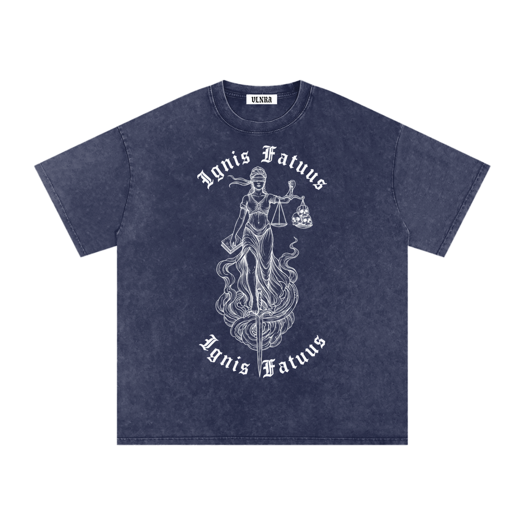 VLNRA | Ignis Fatuus | 250 GSM Snow Wash Tee | White Design