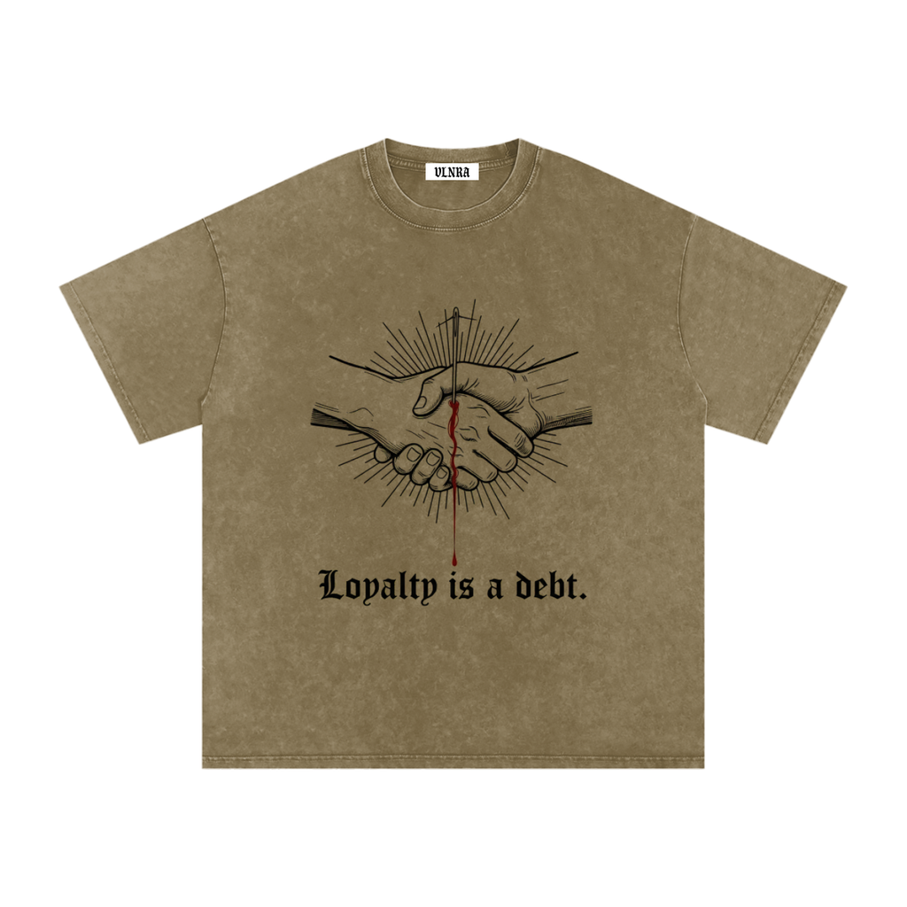 VLNRA | Loyalty is a Debt | 250 GSM Snow Wash Tee | Black Design
