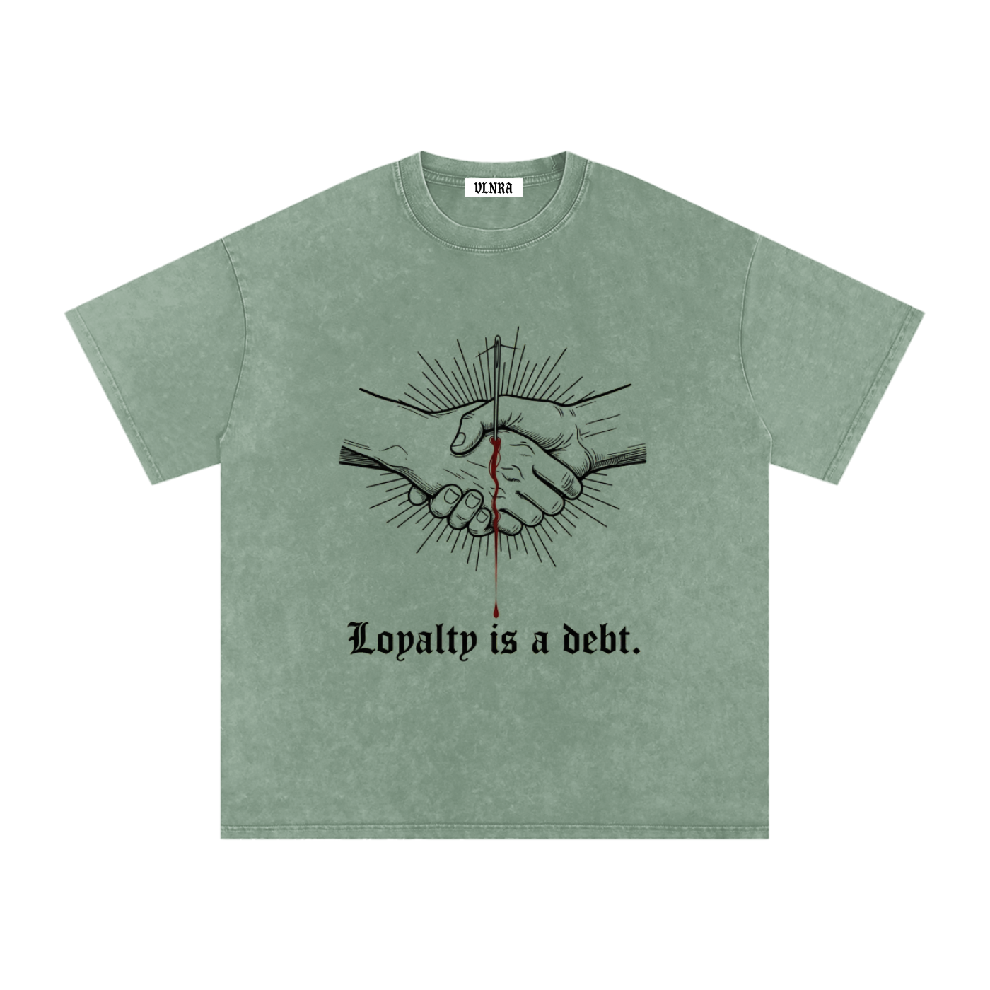 VLNRA | Loyalty is a Debt | 250 GSM Snow Wash Tee | Black Design