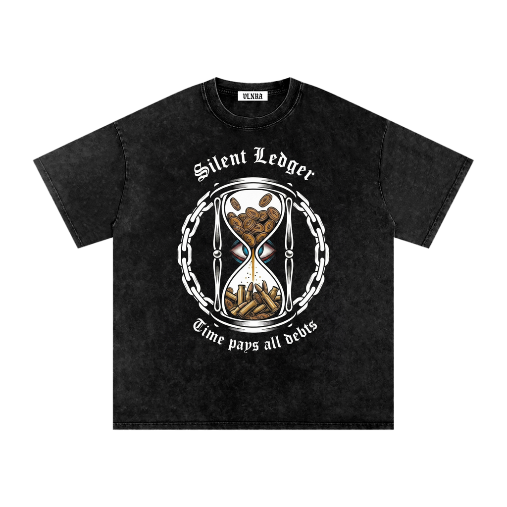 VLNRA | Silent Ledger | 250 GSM Snow Wash Tee | White Design