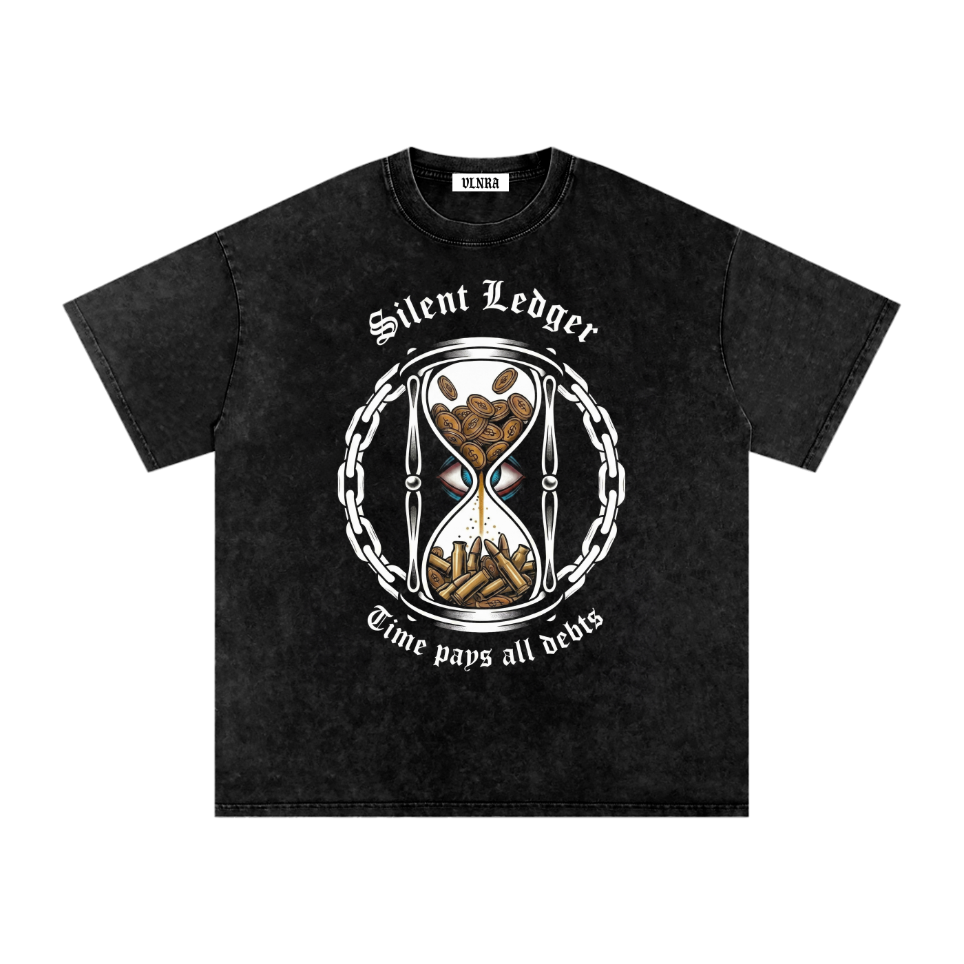 VLNRA | Silent Ledger | 250 GSM Snow Wash Tee | White Design