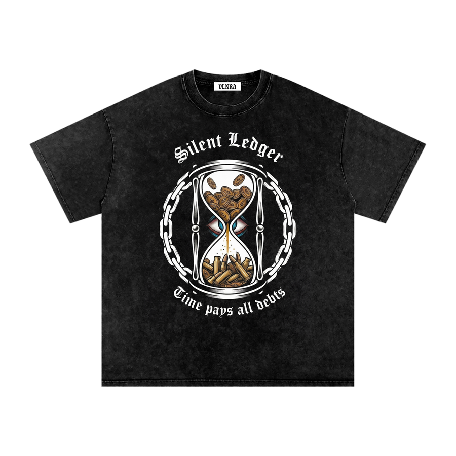 VLNRA | Silent Ledger | 250 GSM Snow Wash Tee | White Design