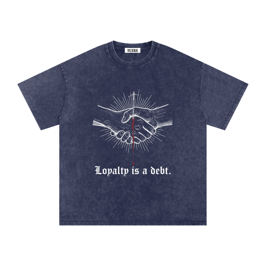 VLNRA | Loyalty is a Debt | 250 GSM Snow Wash Tee | White Design