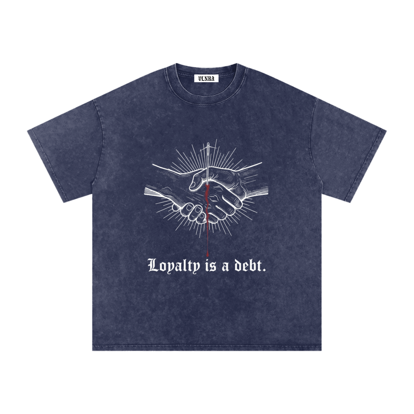 VLNRA | Loyalty is a Debt | 250 GSM Snow Wash Tee | White Design
