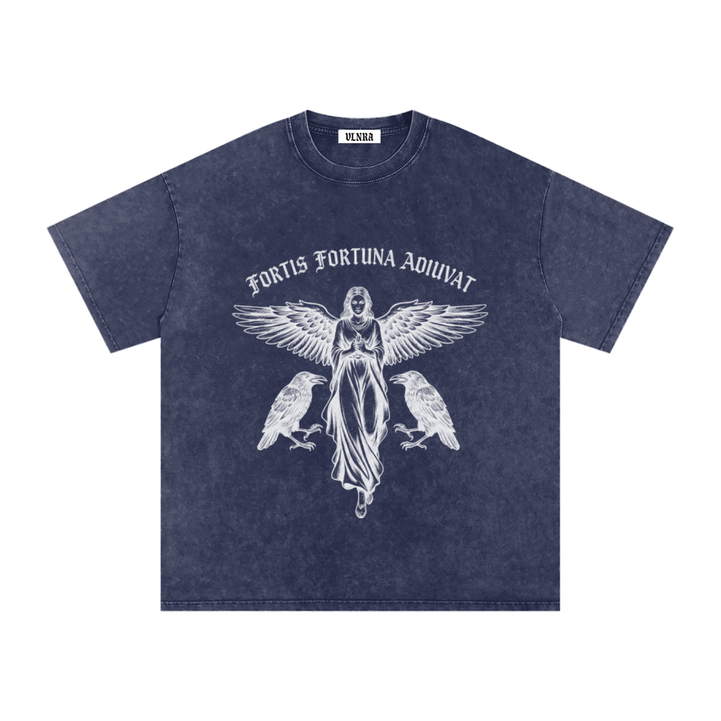 VLNRA | Fortis Fortuna Adiuvat | 250 GSM Snow Wash Tee | White Design