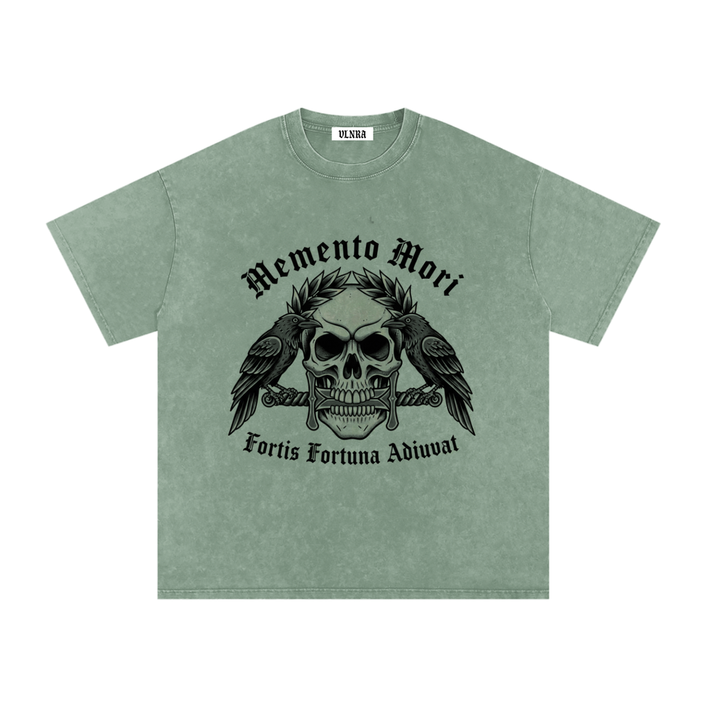 VLNRA | Memento Mori | 250 GSM Snow Wash Tee | Black Design