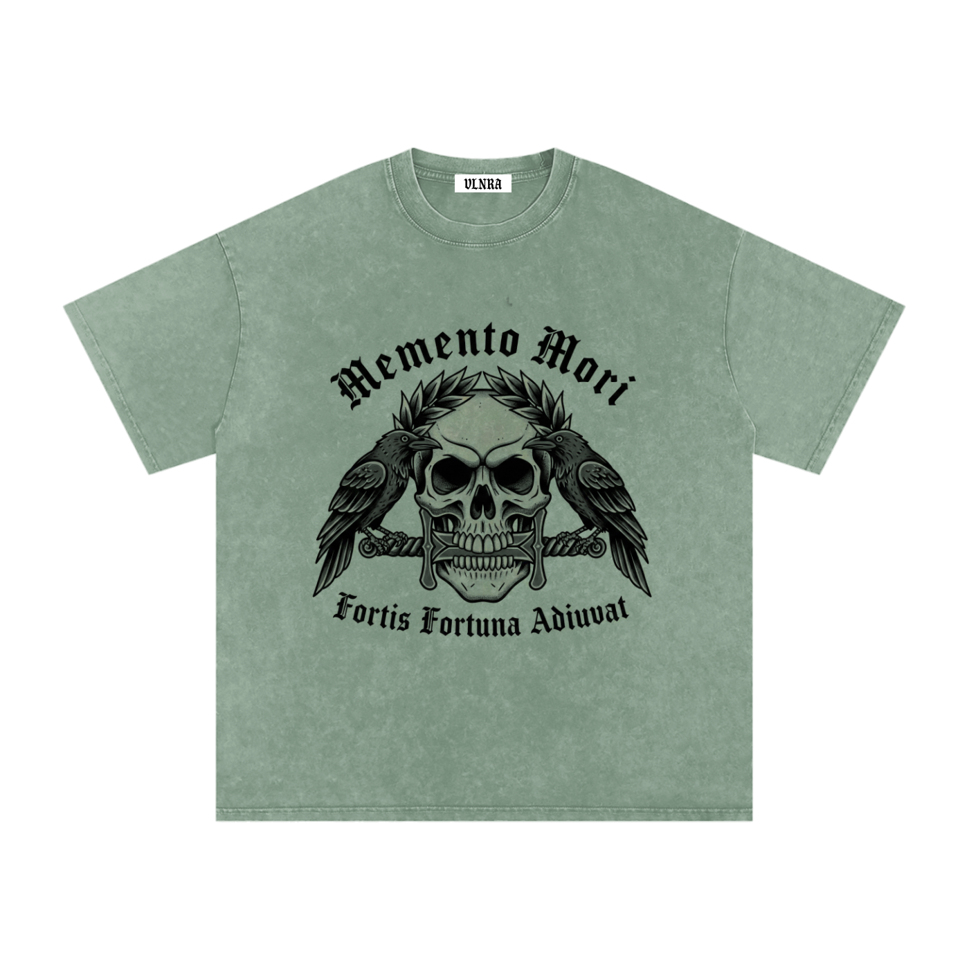 VLNRA | Memento Mori | 250 GSM Snow Wash Tee | Black Design