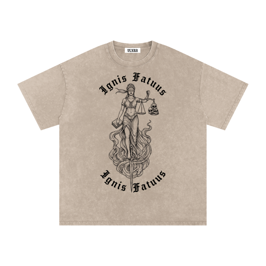 VLNRA | Ignis Fatuus | 250 GSM Snow Wash Tee | Black Design