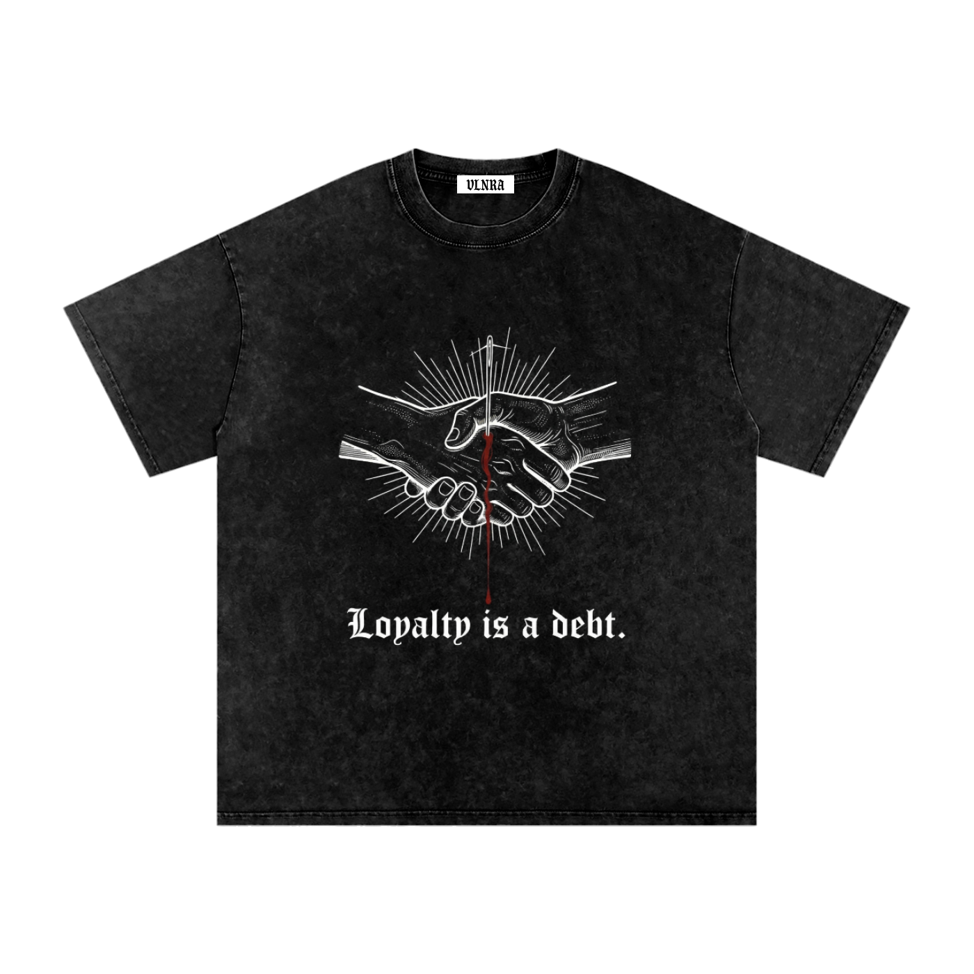 VLNRA | Loyalty is a Debt | 250 GSM Snow Wash Tee | White Design