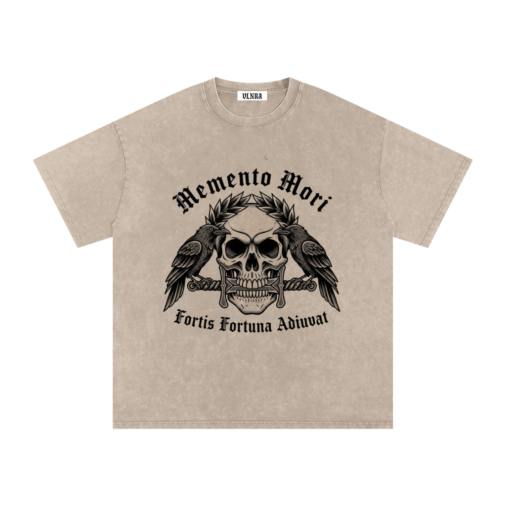 VLNRA | Memento Mori | 250 GSM Snow Wash Tee | Black Design