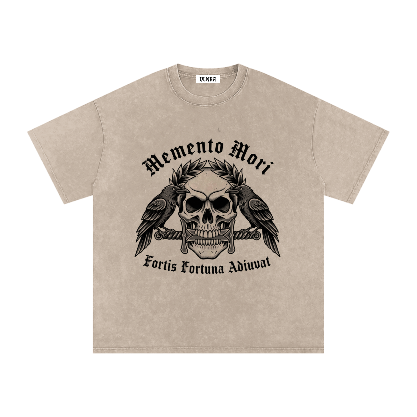 VLNRA | Memento Mori | 250 GSM Snow Wash Tee | Black Design