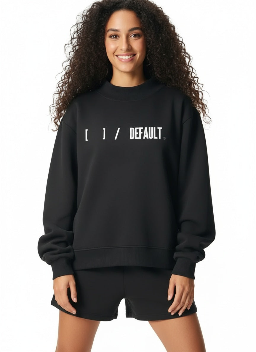 The [ ] / DEFAULT SETTING | Women’s Oversized Heavyweight Fleece Mock-Neck Sweatshirt - BLACK