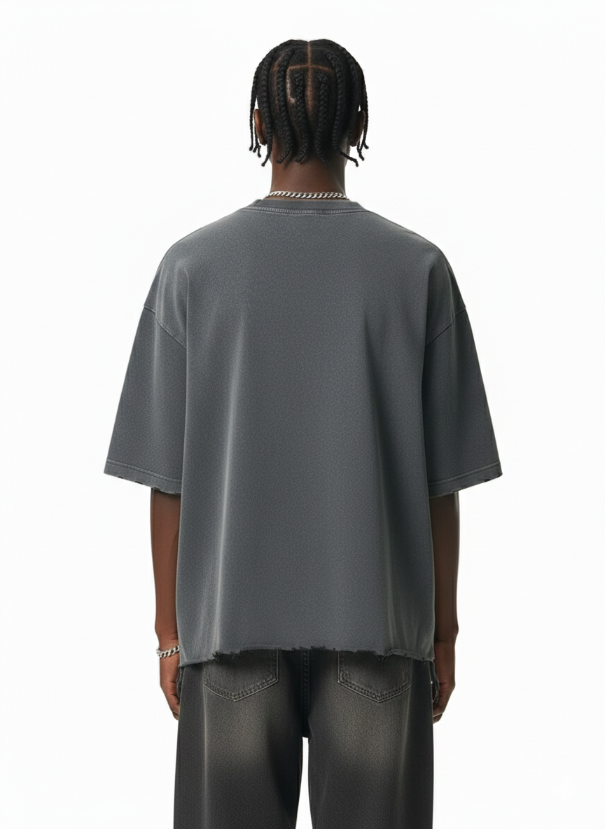 CYRILLIC_ERR | Raw-Hem Boxy Unisex Tee | 340 GSM Snow-Wash Cotton