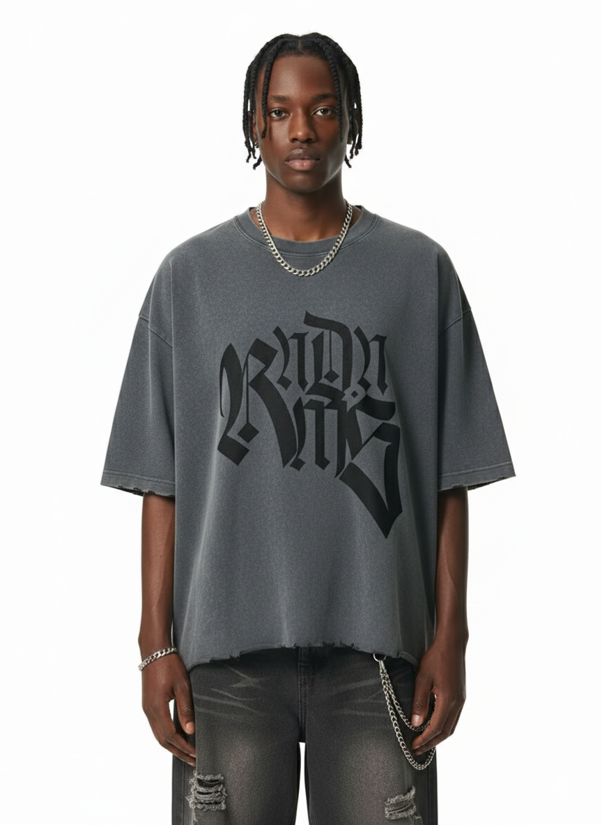 CYRILLIC_ERR | Raw-Hem Boxy Unisex Tee | 340 GSM Snow-Wash Cotton