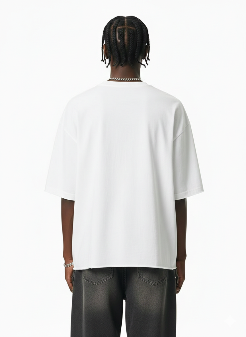 EXORDIUM | Raw-Hem Boxy Unisex Tee | 340 GSM Snow-Wash Cotton