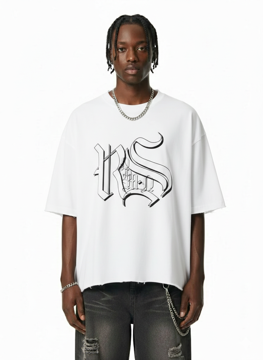 EXORDIUM | Raw-Hem Boxy Unisex Tee | 340 GSM Snow-Wash Cotton