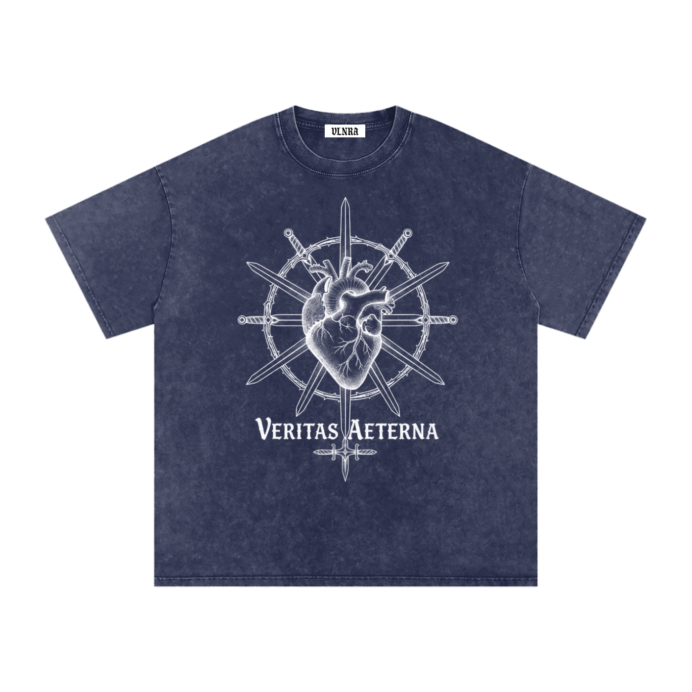 VLNRA | Veritas Aeterna | 250 GSM Snow Wash Tee | White Design