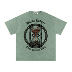 VLNRA | Silent Ledger | 250 GSM Snow Wash Tee | Black Design