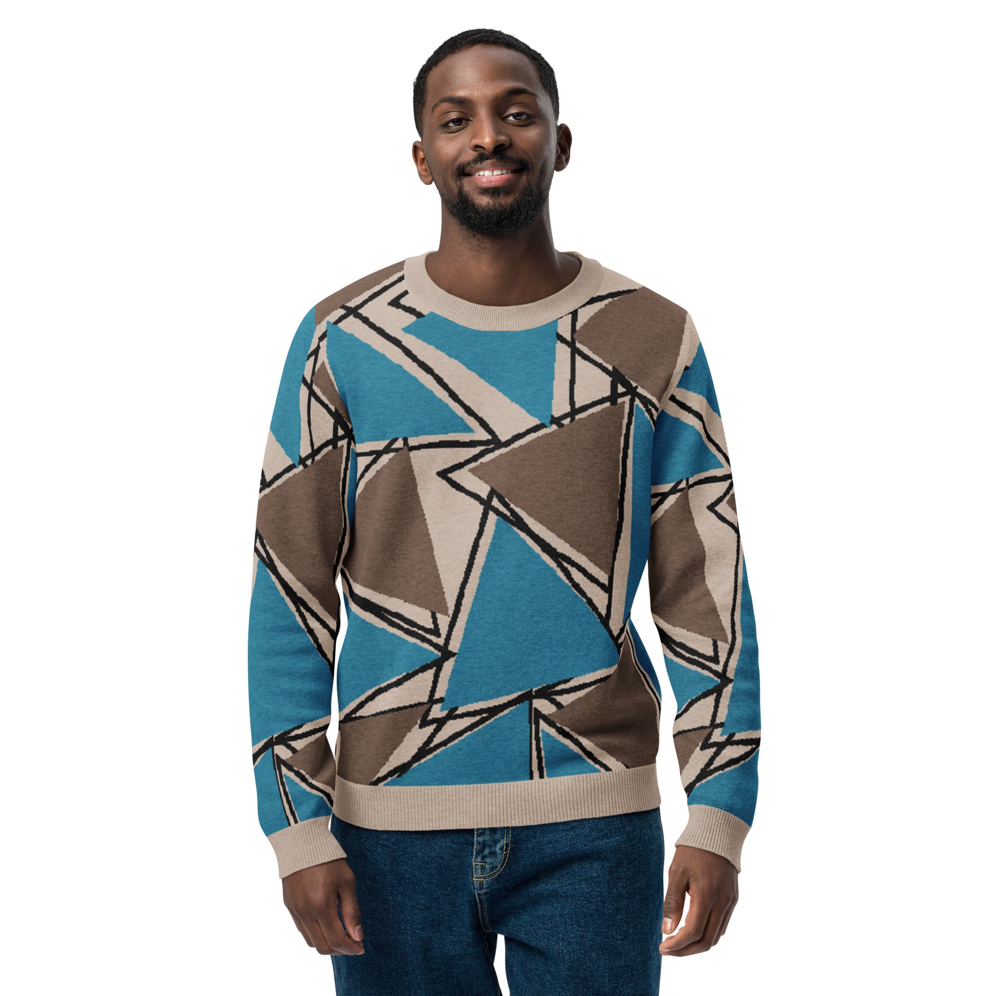 The Intersect' Knit Sweater (Blue - Brown) - Unisex – Opulensyea
