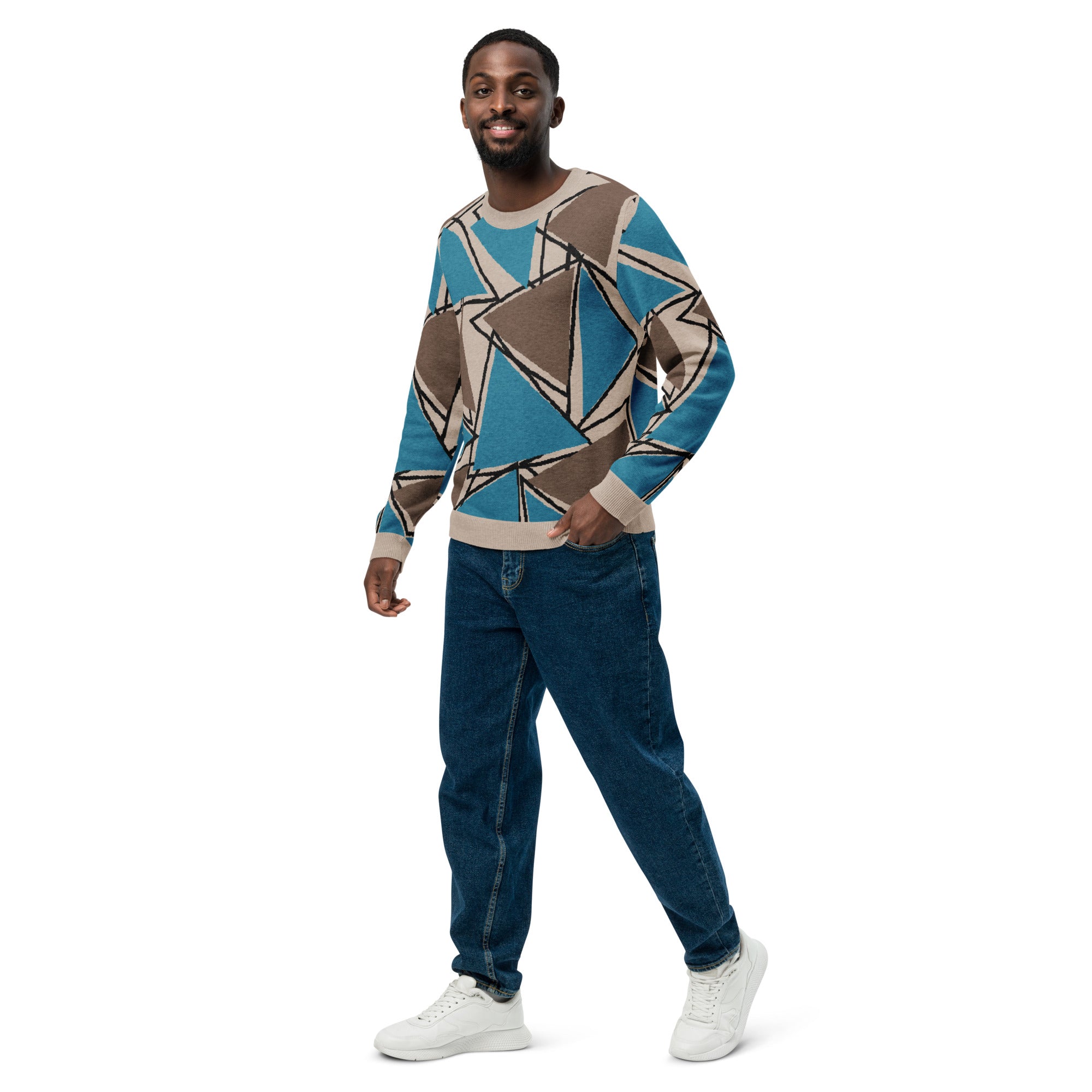 The Intersect' Knit Sweater (Blue - Brown) - Unisex – Opulensyea