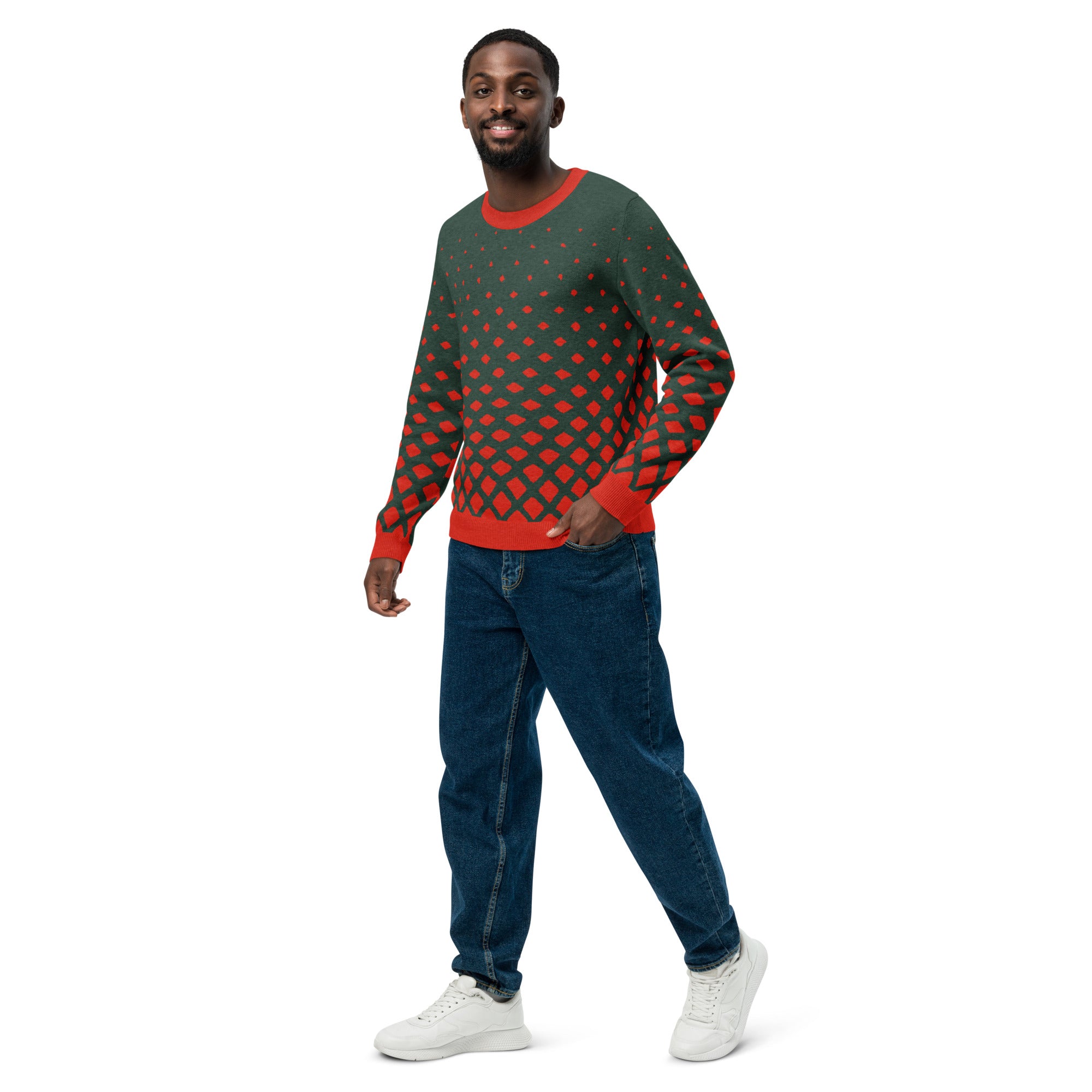 The Undone' Knit Sweater (Pine - Santa Red) – Unisex – Opulensyea