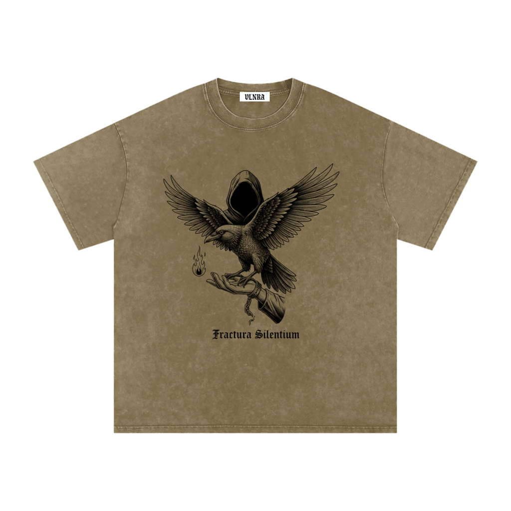 VLNRA | Fractura Silentinum | 250 GSM Snow Wash Tee | Black Design