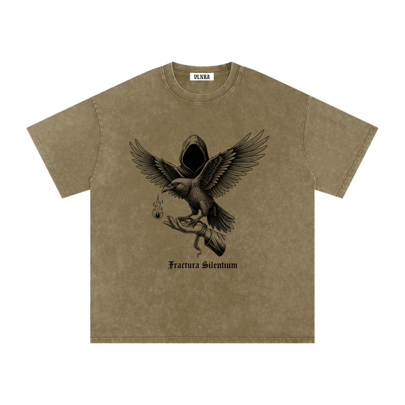 VLNRA | Fractura Silentinum | 250 GSM Snow Wash Tee | Black Design