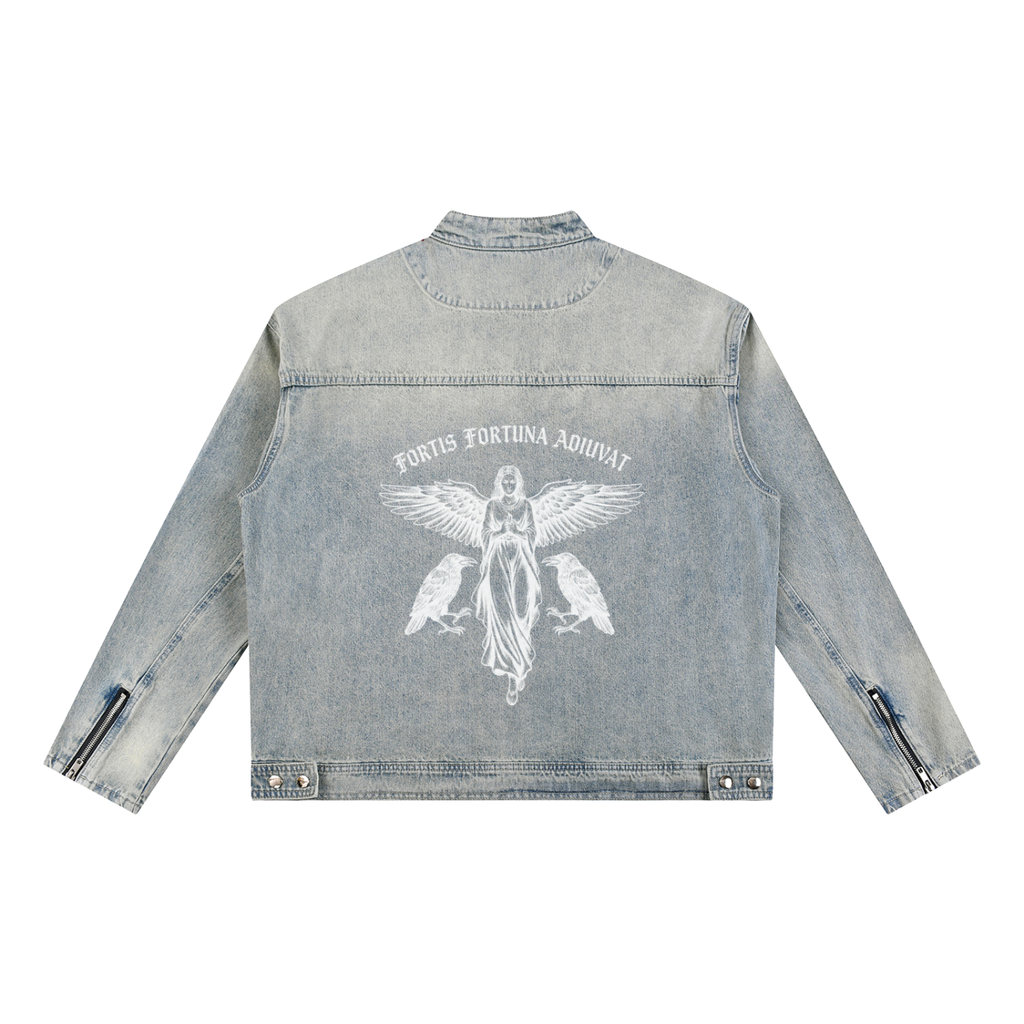 VLNRA | Fortis Fortuna Adiuvat | 385 GSM Vintage Wash Zip Denim Jacket