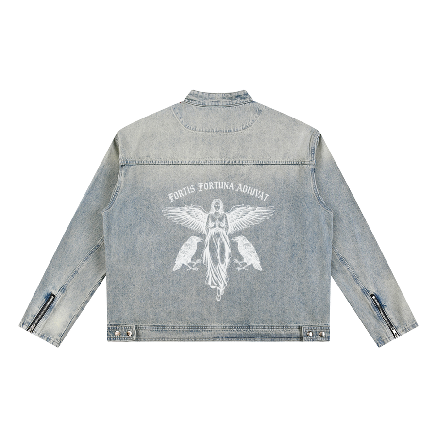 VLNRA | Fortis Fortuna Adiuvat | 385 GSM Vintage Wash Zip Denim Jacket