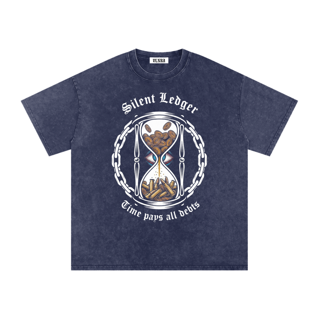 VLNRA | Silent Ledger | 250 GSM Snow Wash Tee | White Design