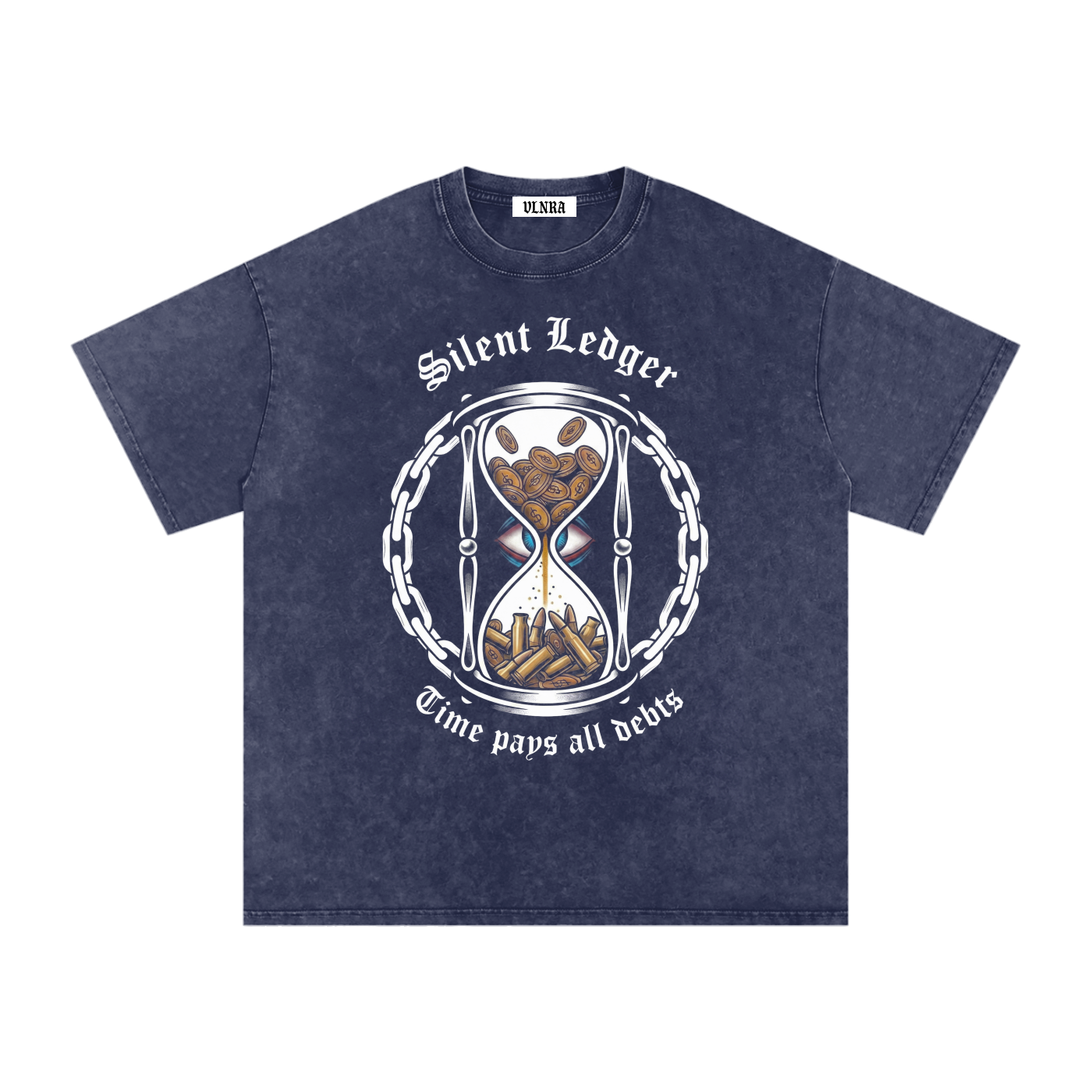 VLNRA | Silent Ledger | 250 GSM Snow Wash Tee | White Design