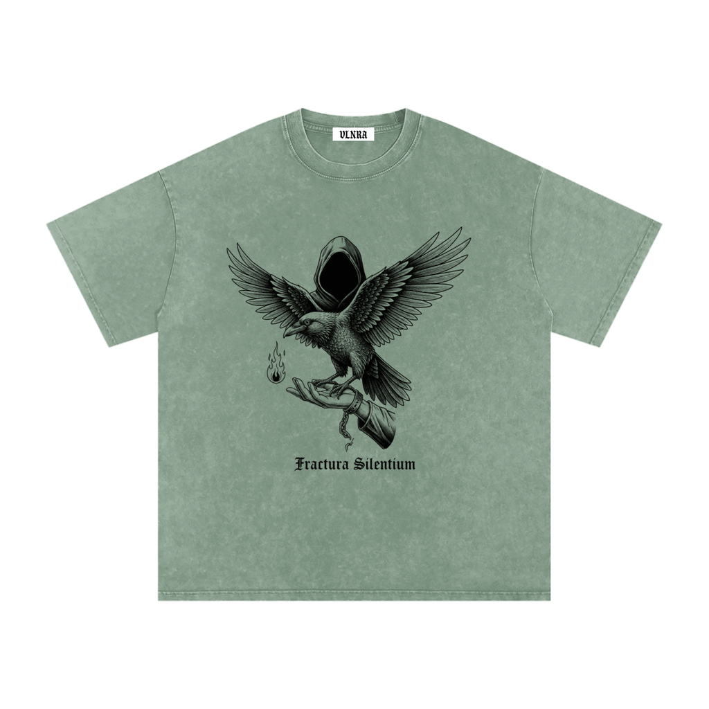 VLNRA | Fractura Silentinum | 250 GSM Snow Wash Tee | Black Design
