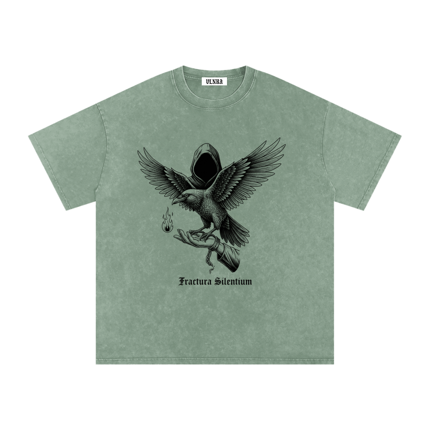 VLNRA | Fractura Silentinum | 250 GSM Snow Wash Tee | Black Design