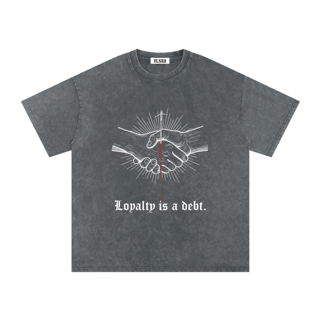 VLNRA | Loyalty is a Debt | 250 GSM Snow Wash Tee | White Design