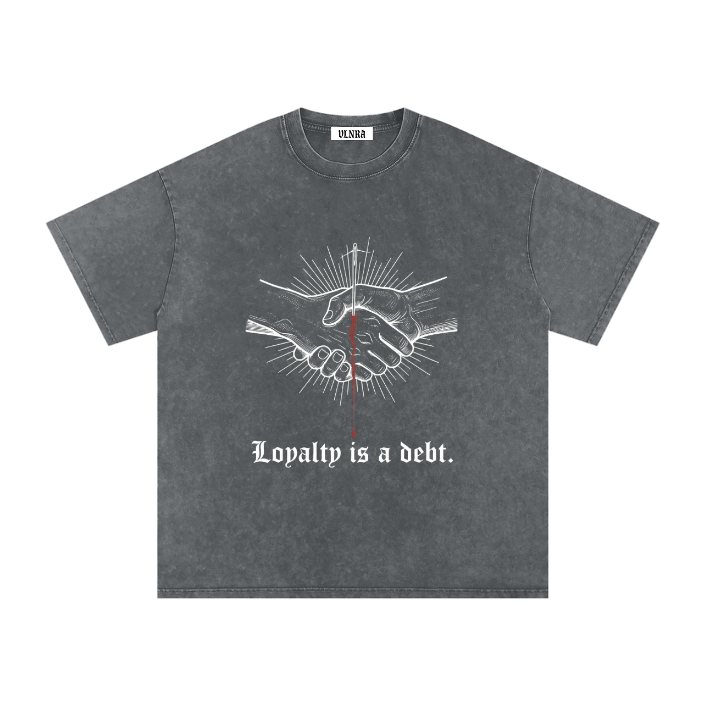 VLNRA | Loyalty is a Debt | 250 GSM Snow Wash Tee | White Design