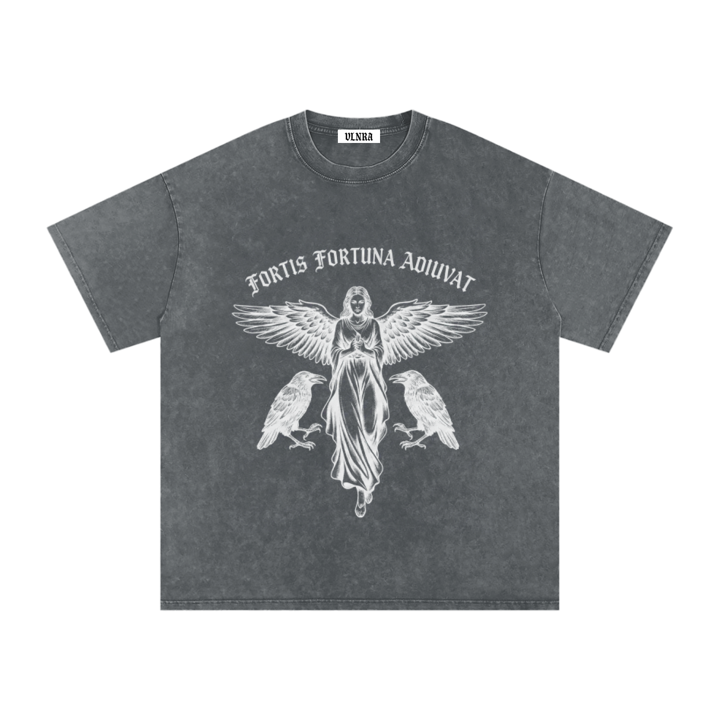 VLNRA | Fortis Fortuna Adiuvat | 250 GSM Snow Wash Tee | White Design