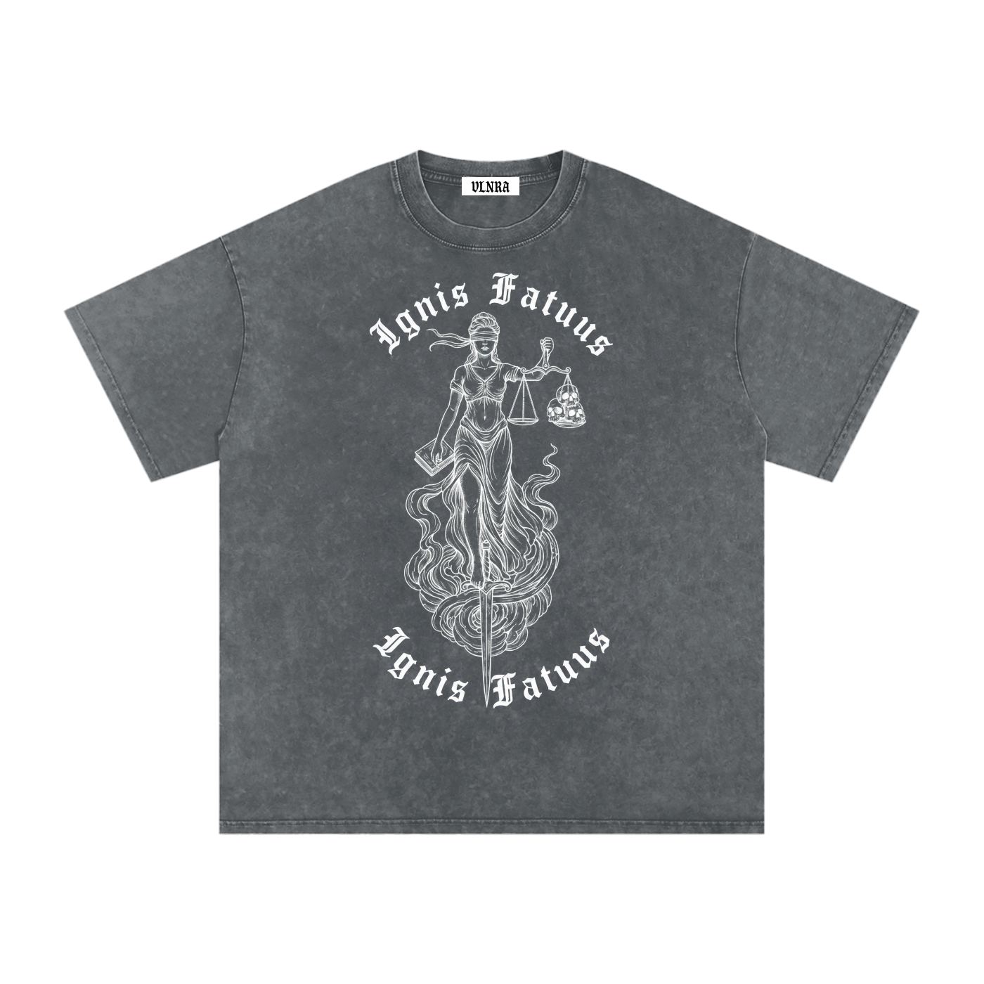 VLNRA | Ignis Fatuus | 250 GSM Snow Wash Tee | White Design