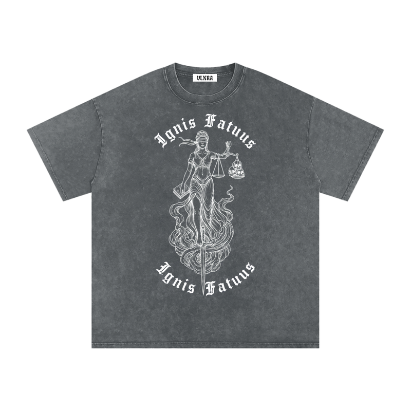 VLNRA | Ignis Fatuus | 250 GSM Snow Wash Tee | White Design